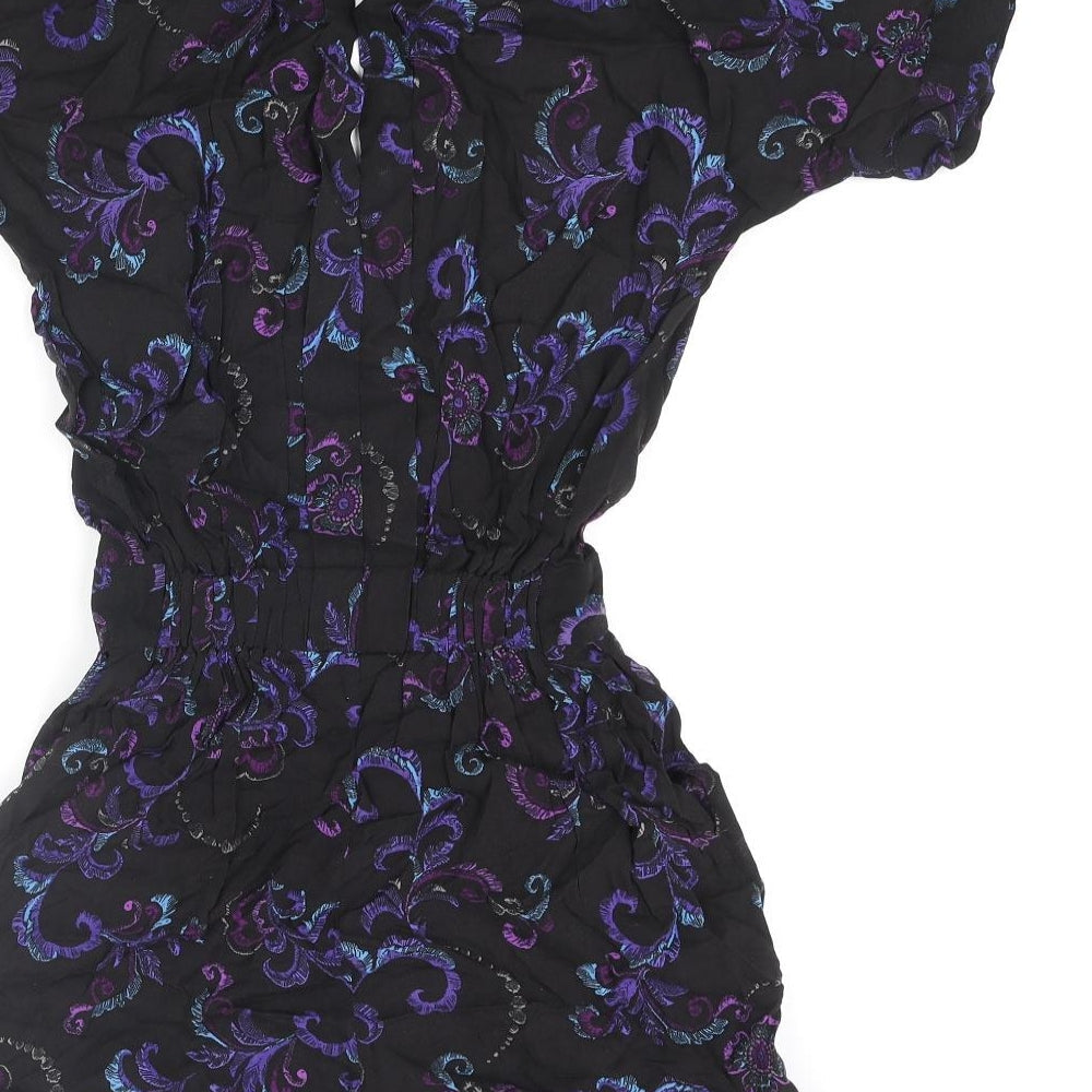 Warehouse Womens Multicoloured Geometric Viscose Playsuit One-Piece Size 6 L3 in Button