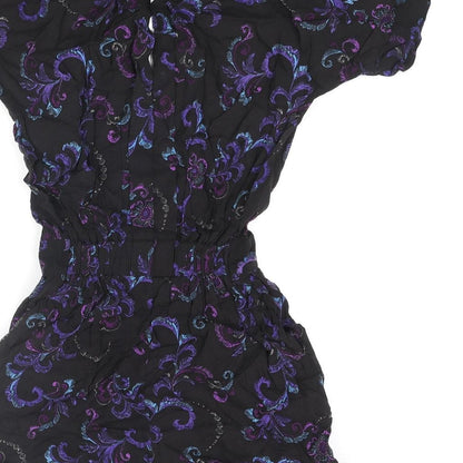 Warehouse Womens Multicoloured Geometric Viscose Playsuit One-Piece Size 6 L3 in Button