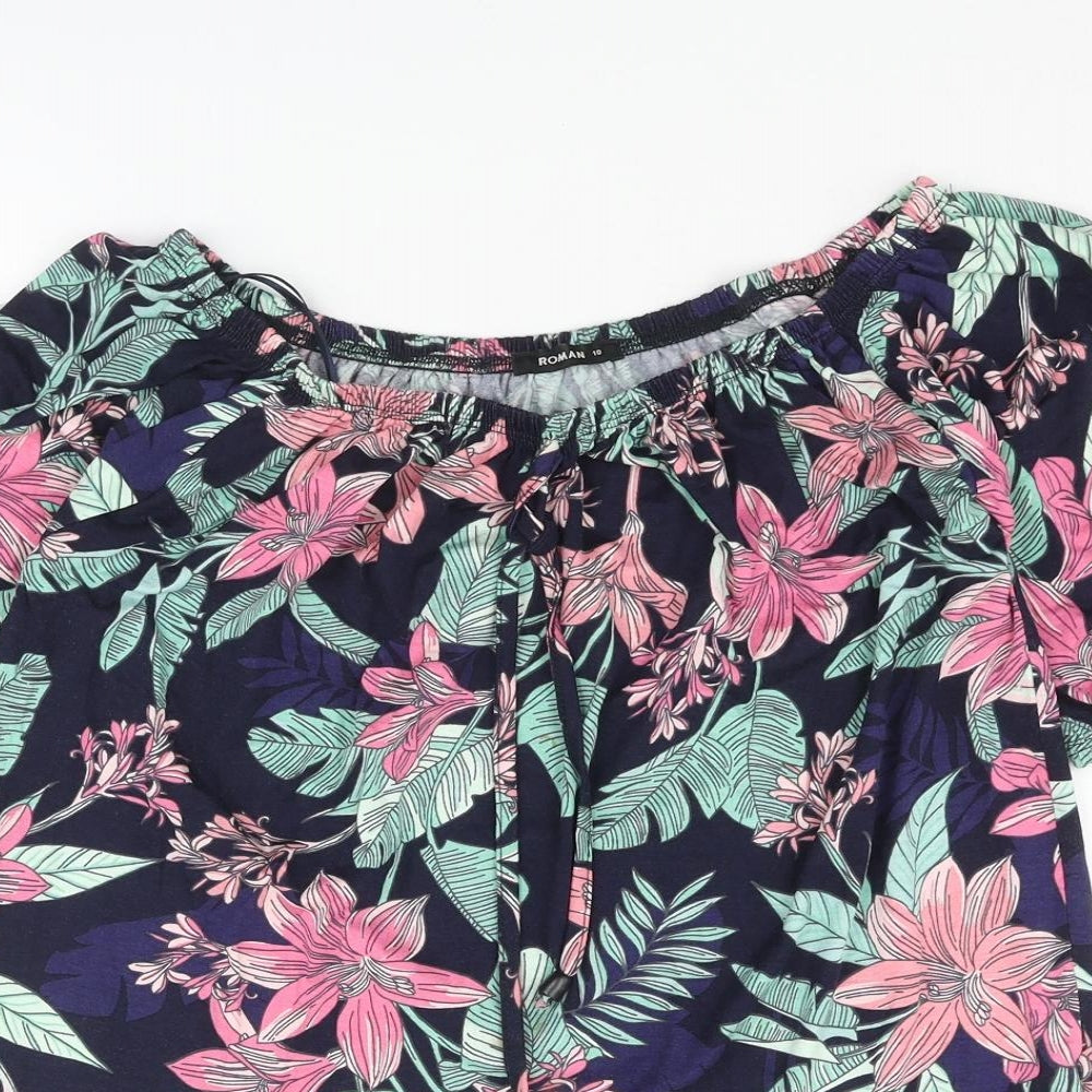 Womens UK Size 10 Roman Multicoloured Basic Blouse