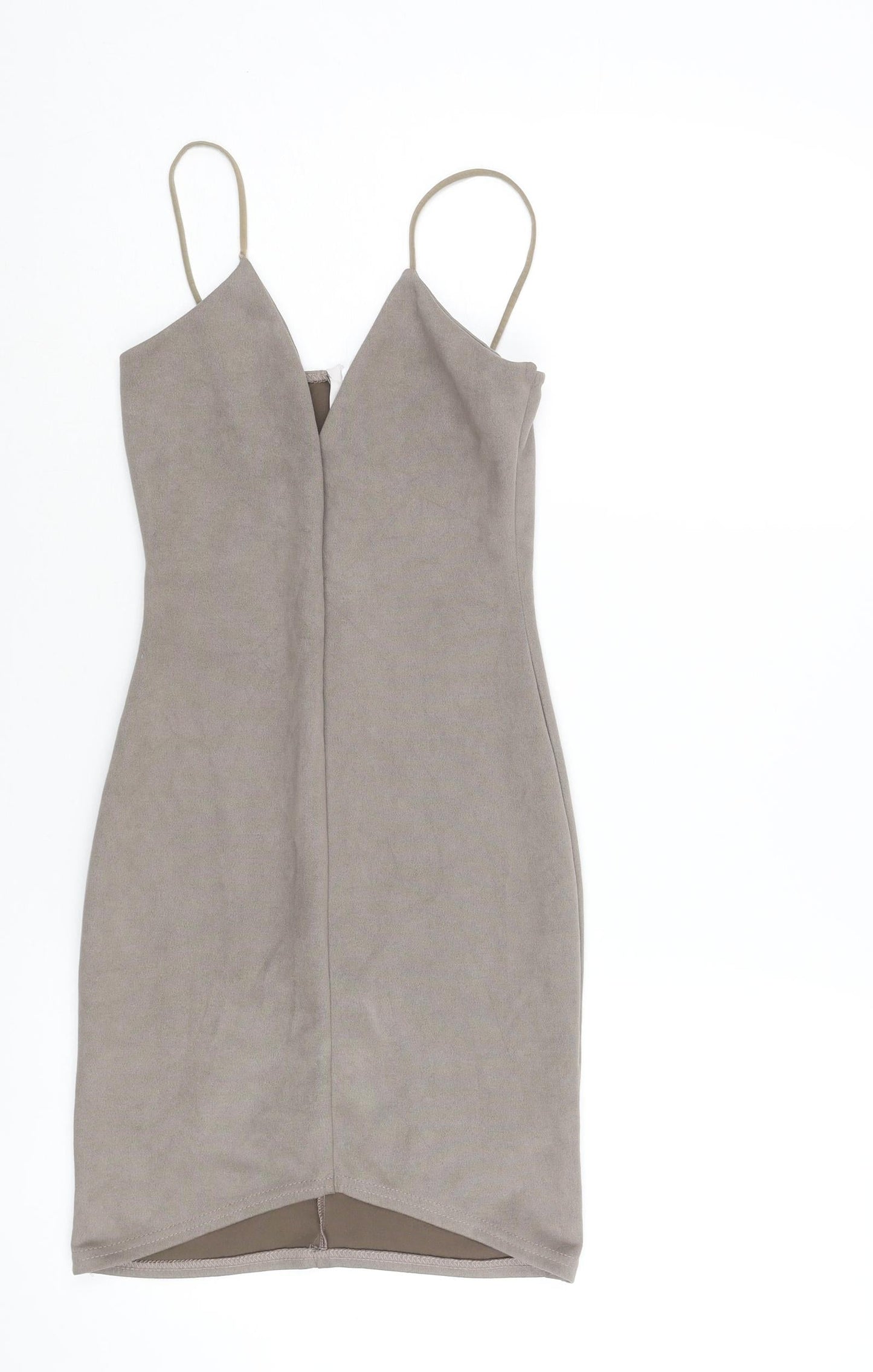 Missguided Womens Grey Polyester Bodycon Size 4 V-Neck Zip