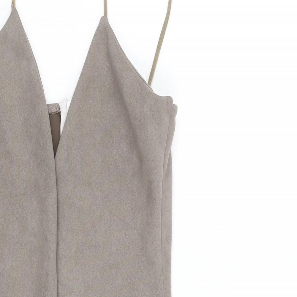 Missguided Womens Grey Polyester Bodycon Size 4 V-Neck Zip