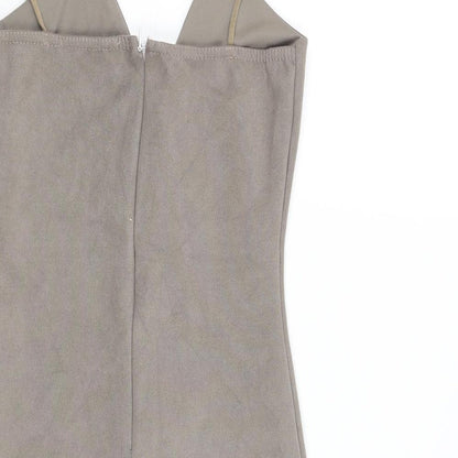 Missguided Womens Grey Polyester Bodycon Size 4 V-Neck Zip