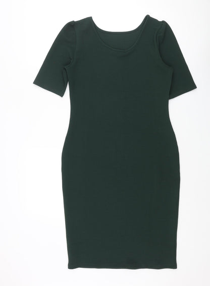 Dorothy Perkins Womens Green Polyester Bodycon Size 12 Scoop Neck Pullover
