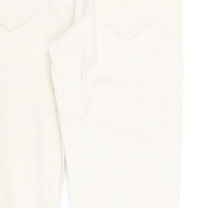 Marks and Spencer Mens Ivory Cotton Tapered Jeans Size 34 in L29 in Regular Zip