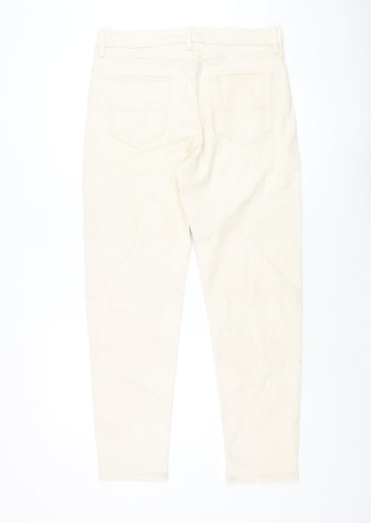 Marks and Spencer Mens Ivory Cotton Tapered Jeans Size 32 in L31 in Regular Zip