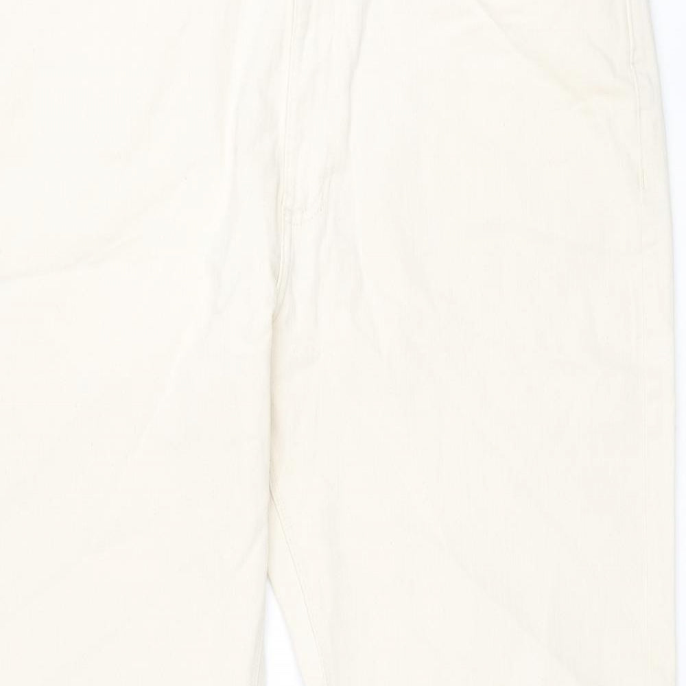 Marks and Spencer Mens Ivory Cotton Tapered Jeans Size 38 in L31 in Regular Zip