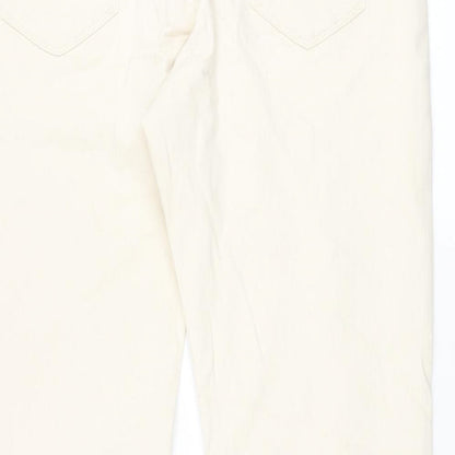 Marks and Spencer Mens Ivory Cotton Tapered Jeans Size 38 in L31 in Regular Zip