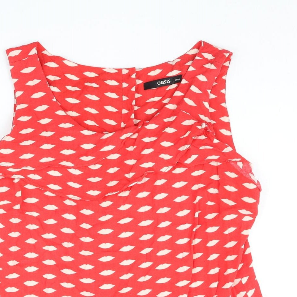 Womens UK Size 12 Oasis Red Basic Blouse
