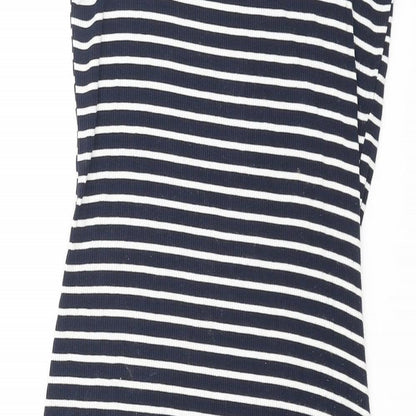 Mango Womens Blue Striped Polyester Tank Dress Size S Scoop Neck Pullover