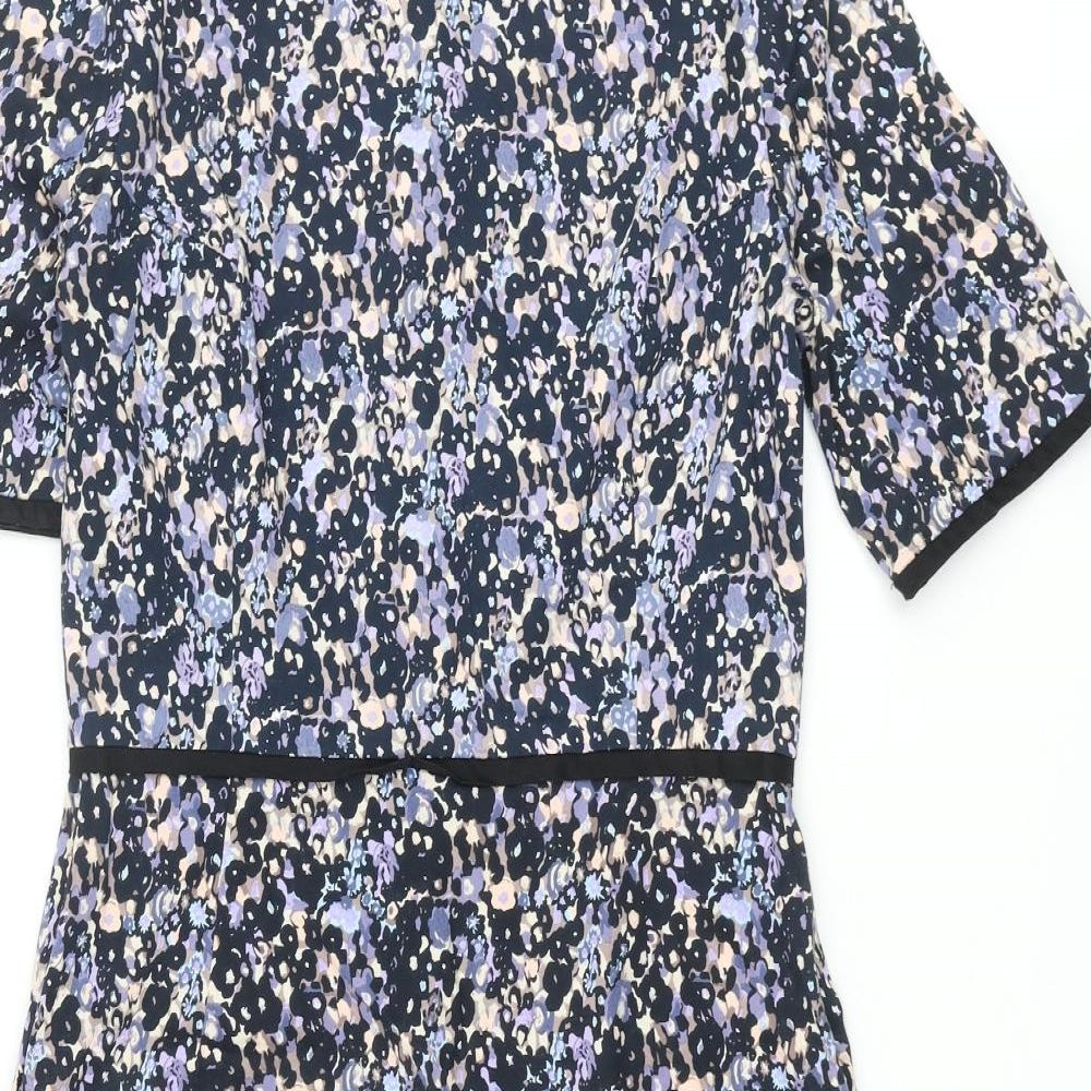 Great Plains London Womens Multicoloured Geometric Cotton Pencil Dress Size M Round Neck Zip