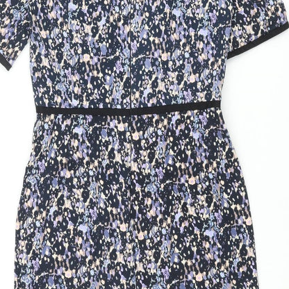 Great Plains London Womens Multicoloured Geometric Cotton Pencil Dress Size M Round Neck Zip