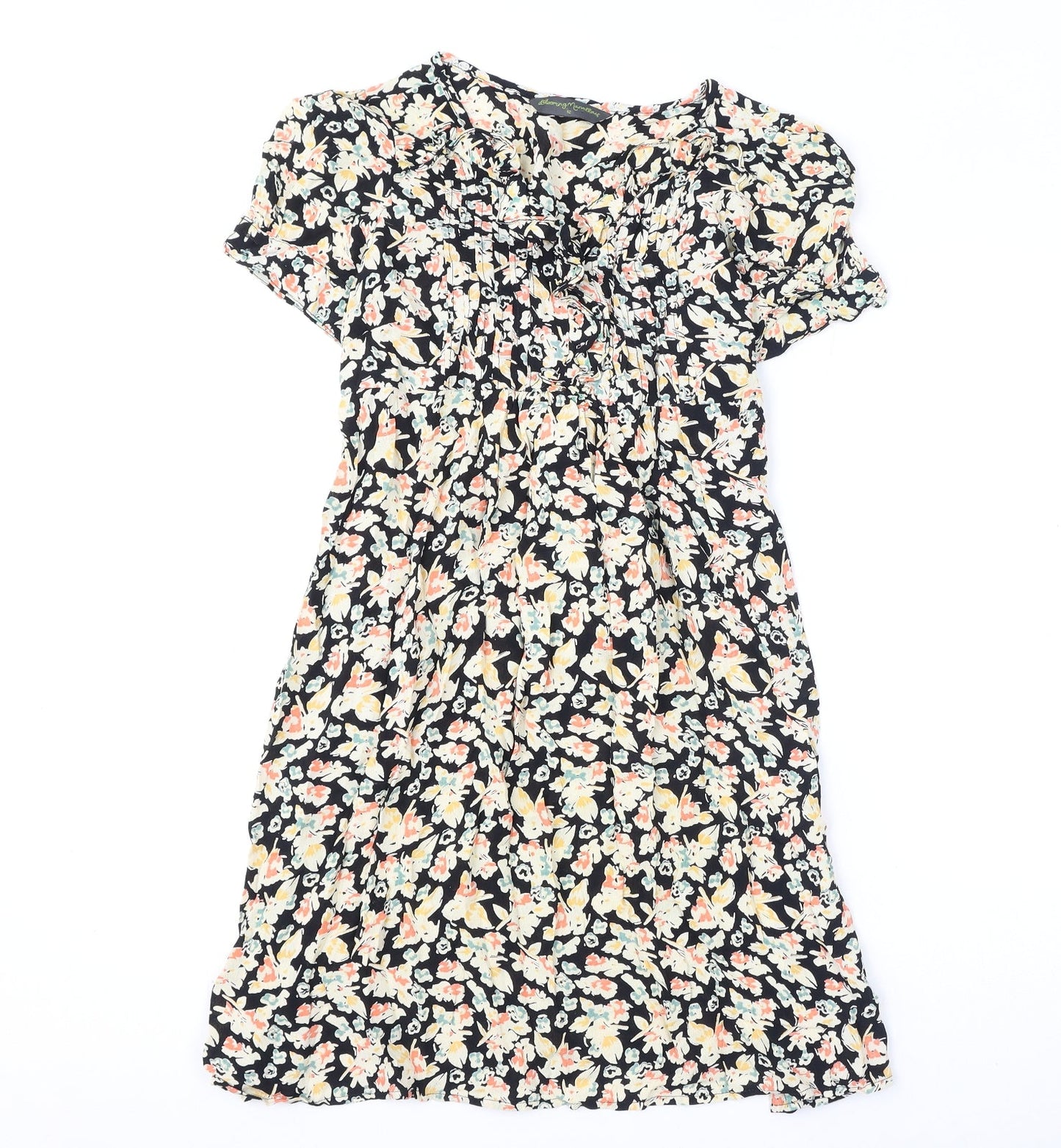 Blooming Marvellous Womens Multicoloured Geometric Viscose A-Line Size 12 V-Neck Pullover - Tie Detail