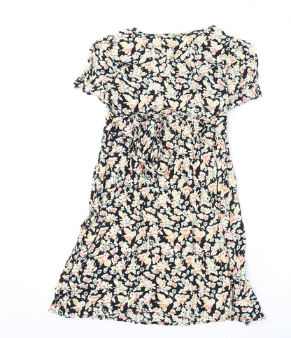 Blooming Marvellous Womens Multicoloured Geometric Viscose A-Line Size 12 V-Neck Pullover - Tie Detail