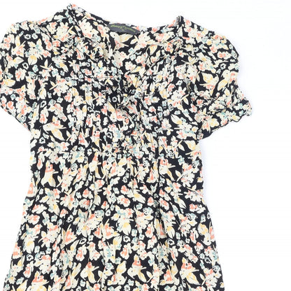 Blooming Marvellous Womens Multicoloured Geometric Viscose A-Line Size 12 V-Neck Pullover - Tie Detail