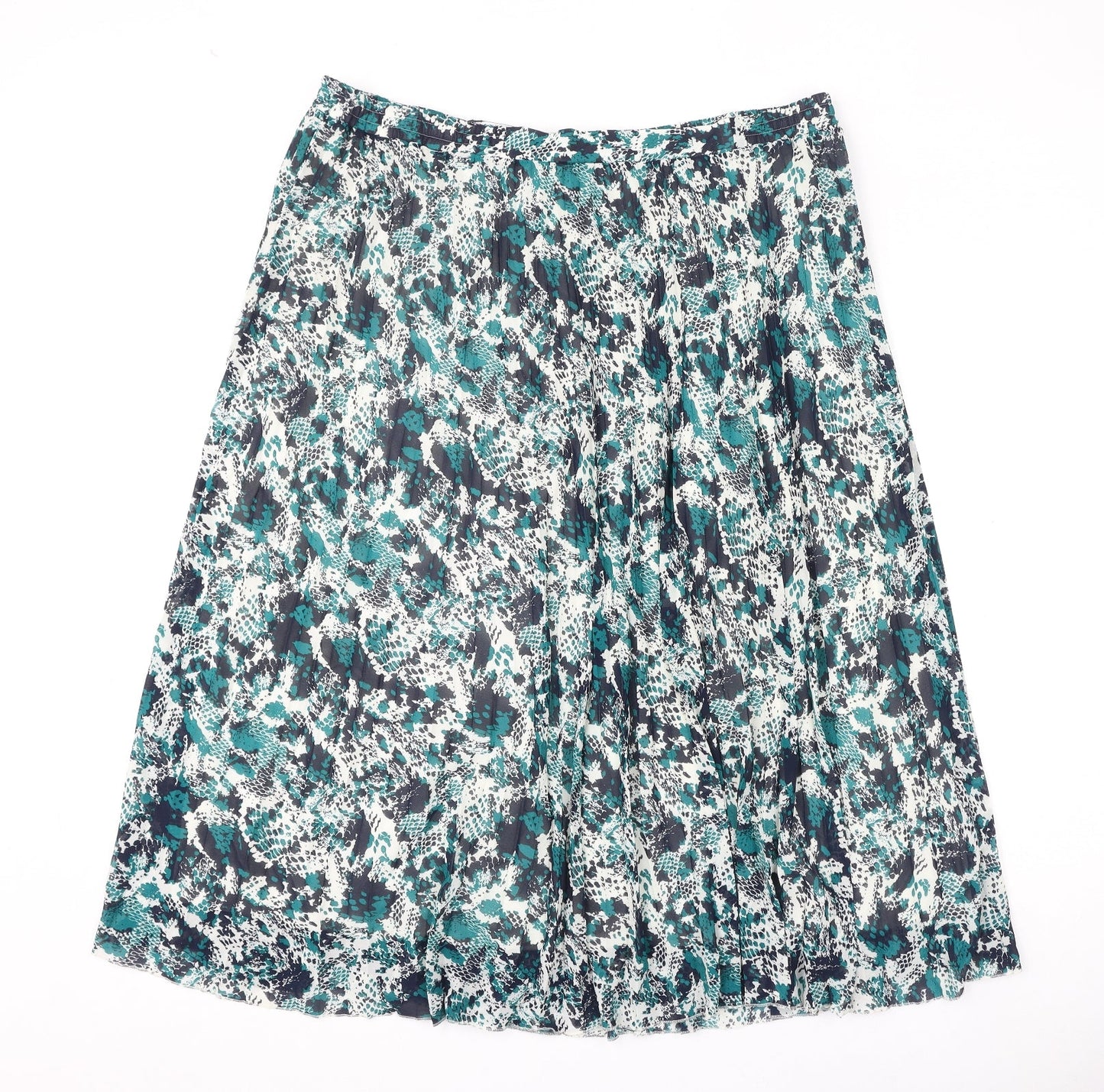 Marks and Spencer Womens Multicoloured Animal Print Polyester Pleated Skirt Size 22 - Snake Skin Print