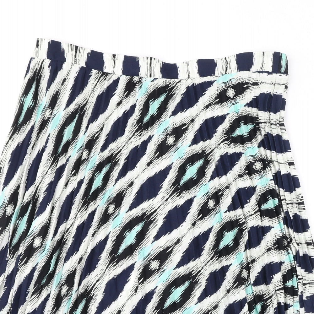 Marks and Spencer Womens Multicoloured Geometric Polyester Pleated Skirt Size 22