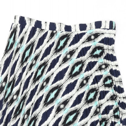 Marks and Spencer Womens Multicoloured Geometric Polyester Pleated Skirt Size 22