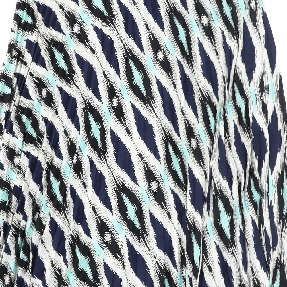 Marks and Spencer Womens Multicoloured Geometric Polyester Pleated Skirt Size 22