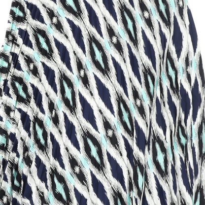 Marks and Spencer Womens Multicoloured Geometric Polyester Pleated Skirt Size 22