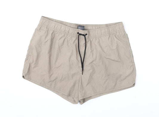 H&M Womens Beige Polyester Athletic Shorts Size L Regular Drawstring