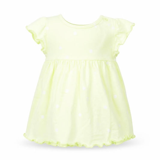 Marks and Spencer Girls Yellow Polka Dot Cotton A-Line Size 0-3 Months Round Neck Snap