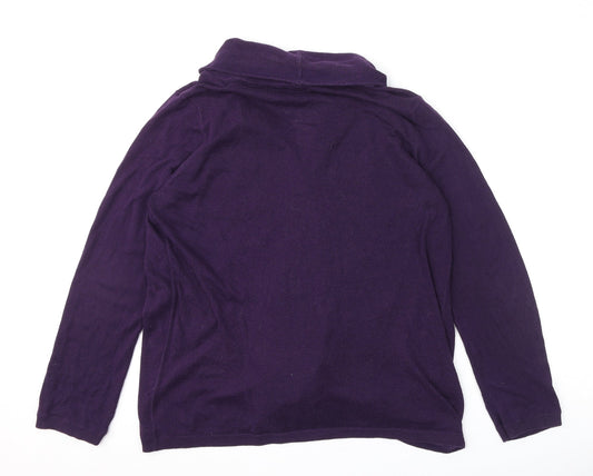 Gap Womens Purple V-Neck Cotton Cardigan Jumper Size L