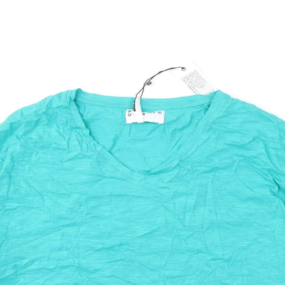 Poeticgem Womens Green Cotton Basic T-Shirt Size 12 V-Neck