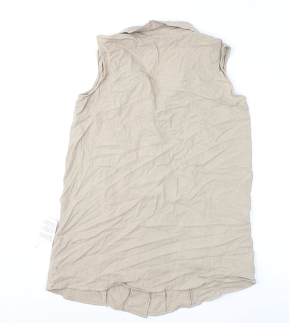 ASOS Womens Beige 100% Cotton A-Line Size 16 Collared Button