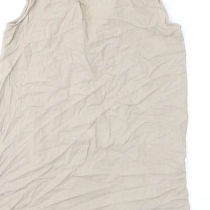 ASOS Womens Beige 100% Cotton A-Line Size 16 Collared Button