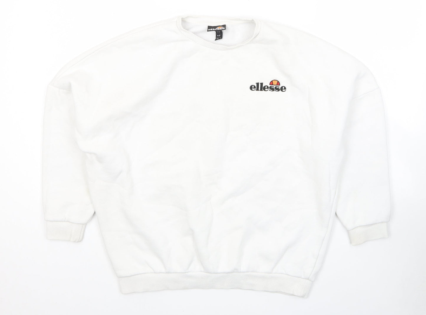 ellesse Womens White Cotton Pullover Sweatshirt Size 6 Pullover - Logo
