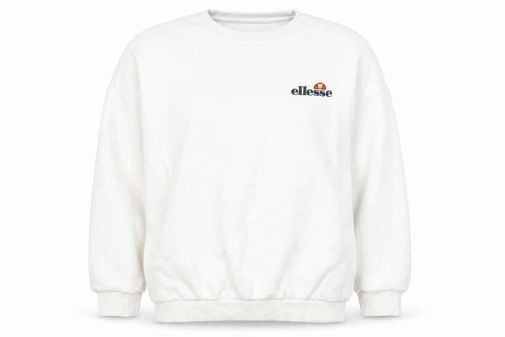 Ellesse Womens White Cotton Pullover Sweatshirt Size 6 Pullover - Logo