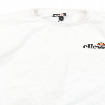 ellesse Womens White Cotton Pullover Sweatshirt Size 6 Pullover - Logo