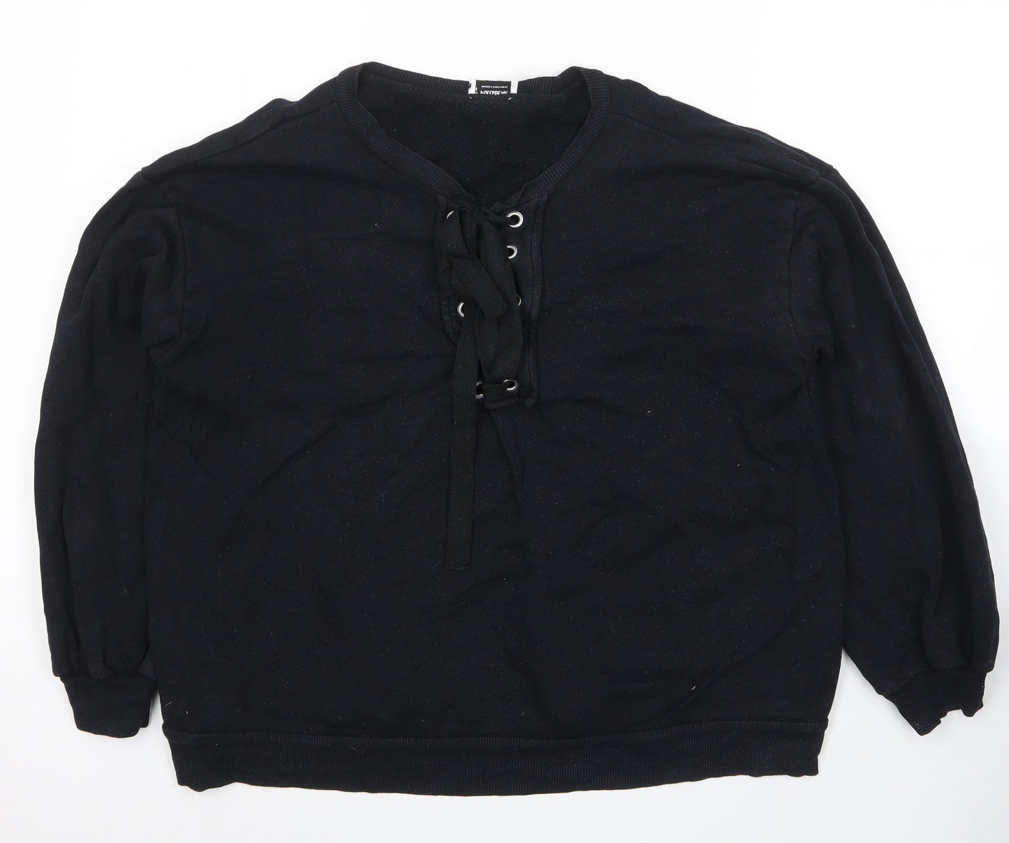 Womens UK Size M Pull&Bear Black Pullover Sweatshirt