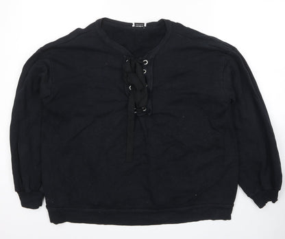 Womens UK Size M Pull&Bear Black Pullover Sweatshirt