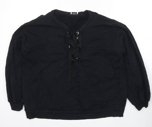 Womens UK Size M Pull&Bear Black Pullover Sweatshirt