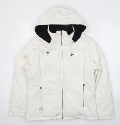 J.Percy Womens White Puffer Jacket Jacket Size S Zip