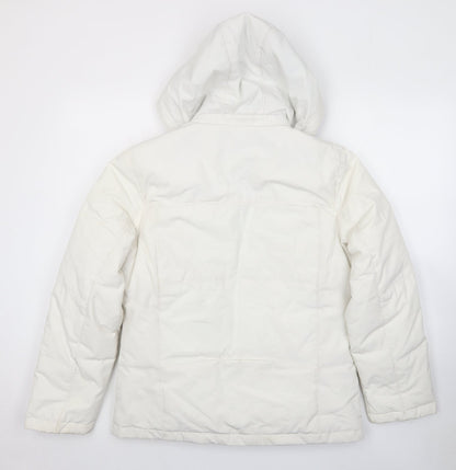 J.Percy Womens White Puffer Jacket Jacket Size S Zip