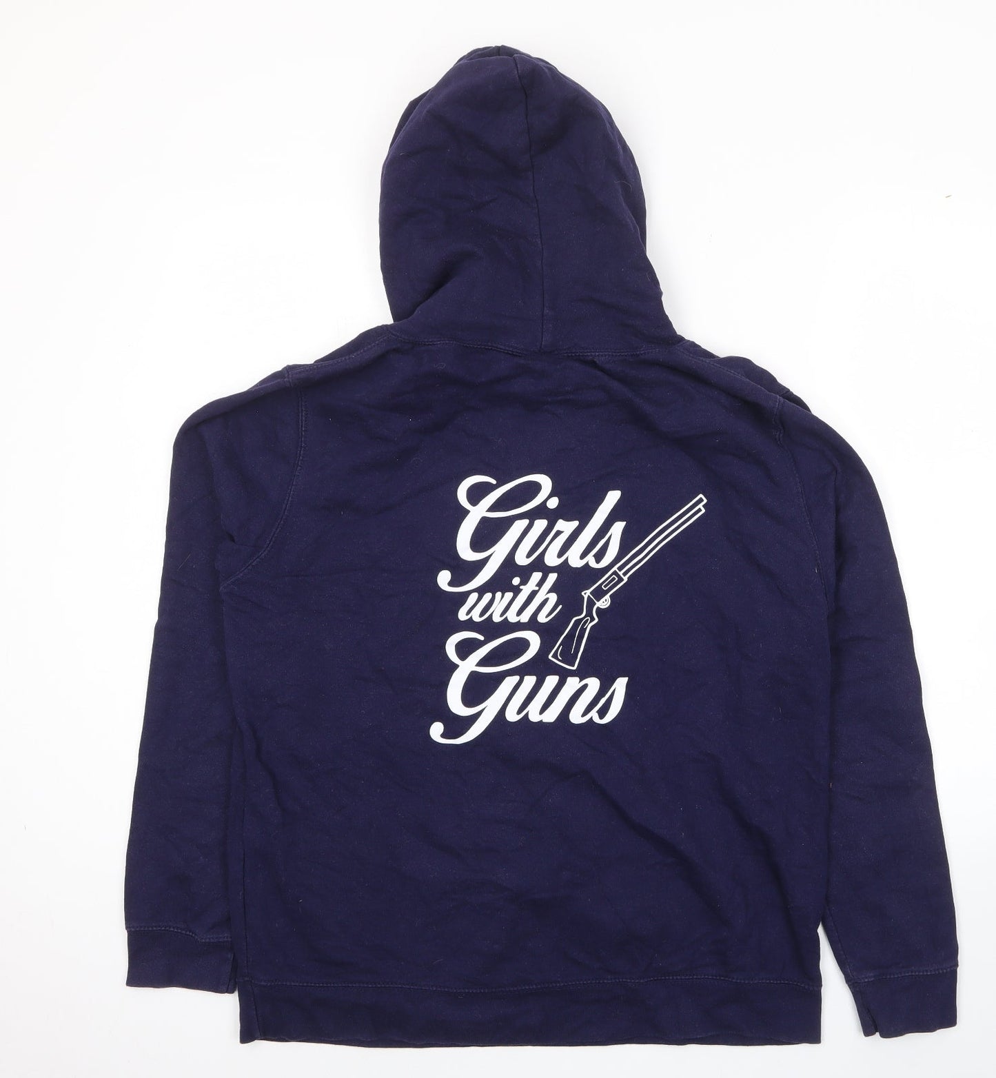 Feathers & Fluff Womens Blue Cotton Pullover Hoodie Size XL Pullover - Girls With Guns