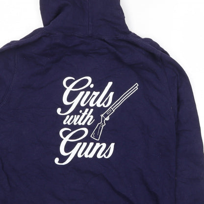 Feathers & Fluff Womens Blue Cotton Pullover Hoodie Size XL Pullover - Girls With Guns