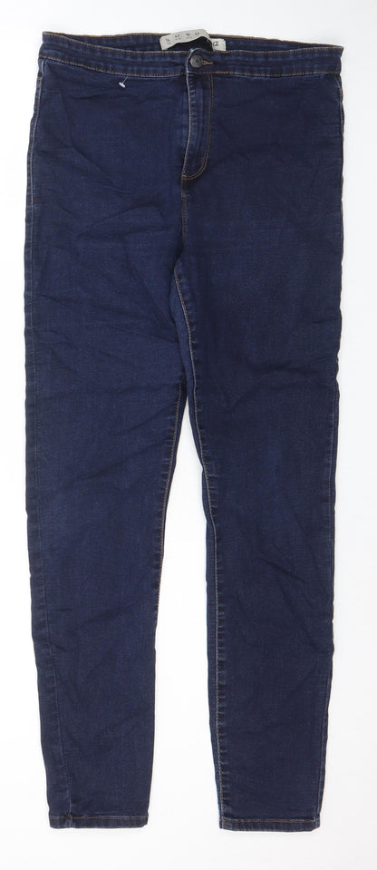 Denim & Co. Womens Blue Cotton Skinny Jeans Size 14 L28 in Regular Zip