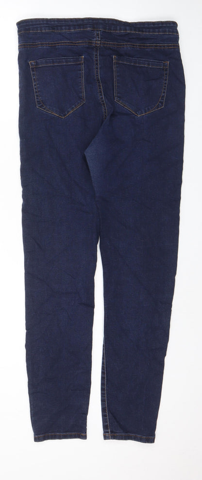 Denim & Co. Womens Blue Cotton Skinny Jeans Size 14 L28 in Regular Zip