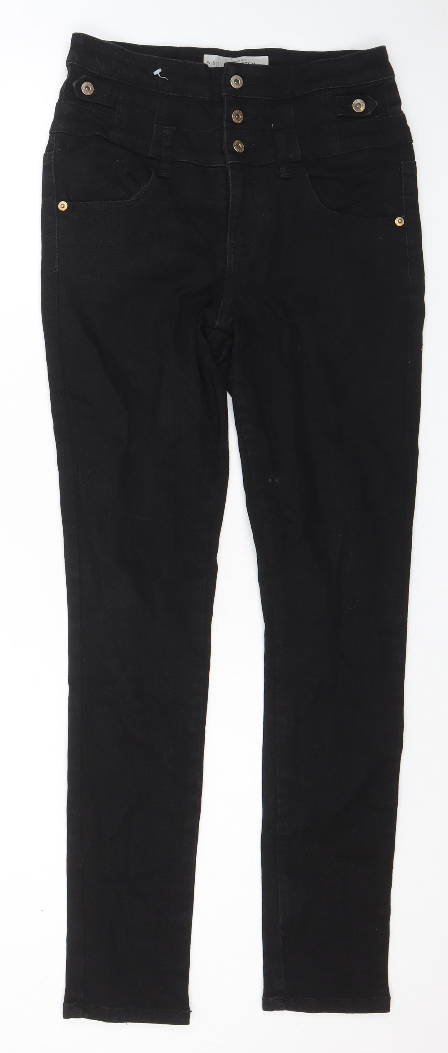 Topshop Womens Black Cotton Skinny Jeans Size 28 in L30 in Regular Zip