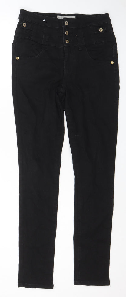 Topshop Womens Black Cotton Skinny Jeans Size 28 in L30 in Regular Zip
