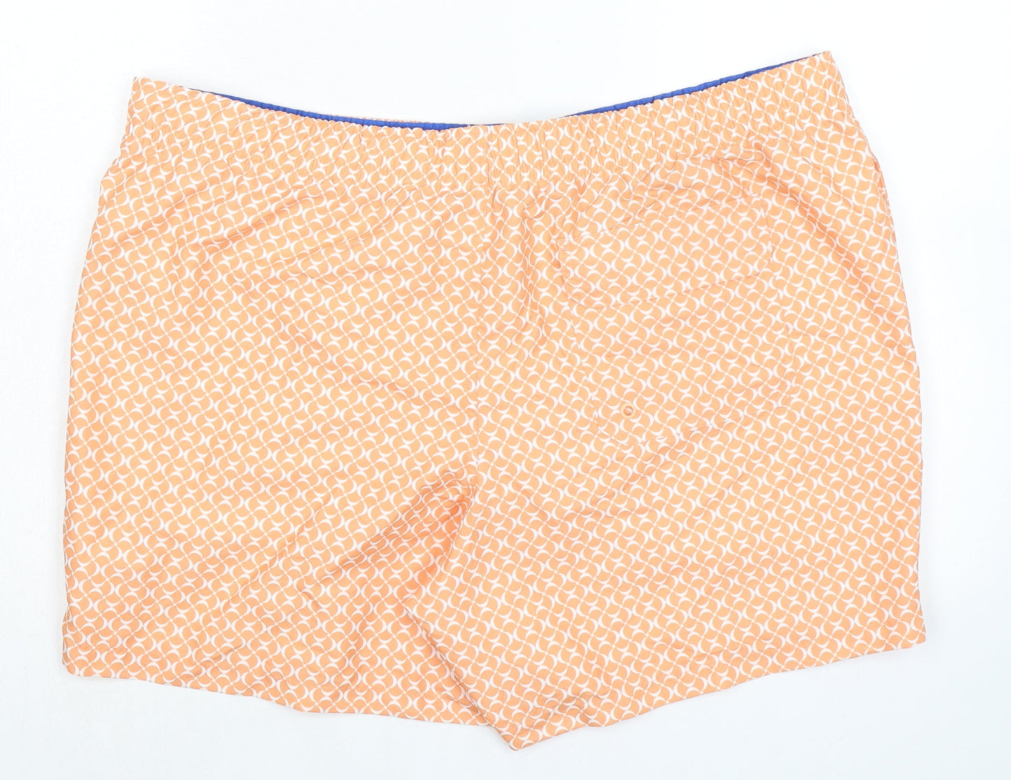 Marks and Spencer Mens Orange Geometric Polyester Bermuda Shorts Size 2XL Regular Drawstring - Inside Leg 5.5