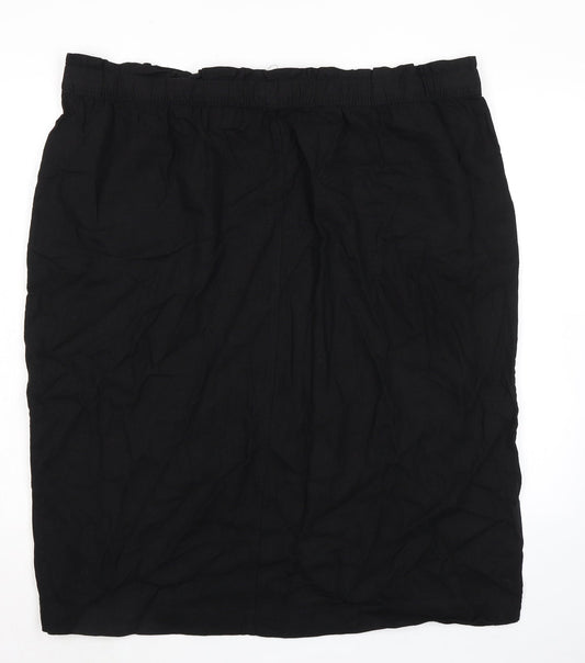 Marks and Spencer Womens Black Linen A-Line Skirt Size 24 - Elasticated Waist