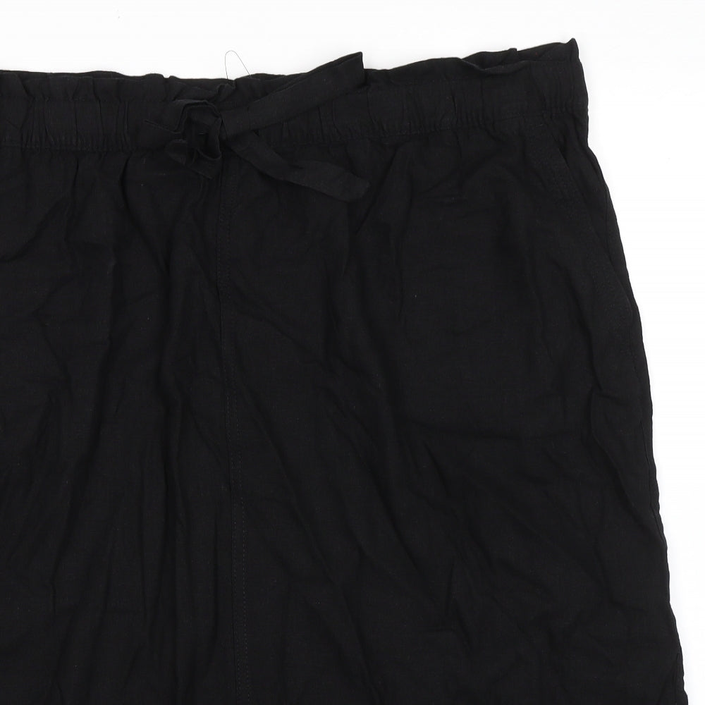 Marks and Spencer Womens Black Linen A-Line Skirt Size 24 - Elasticated Waist