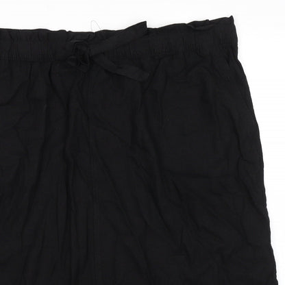Marks and Spencer Womens Black Linen A-Line Skirt Size 24 - Elasticated Waist