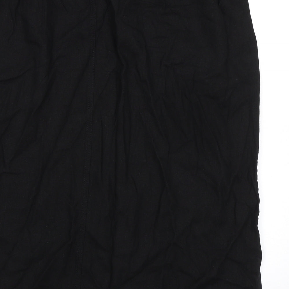Marks and Spencer Womens Black Linen A-Line Skirt Size 24 - Elasticated Waist