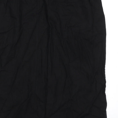 Marks and Spencer Womens Black Linen A-Line Skirt Size 24 - Elasticated Waist