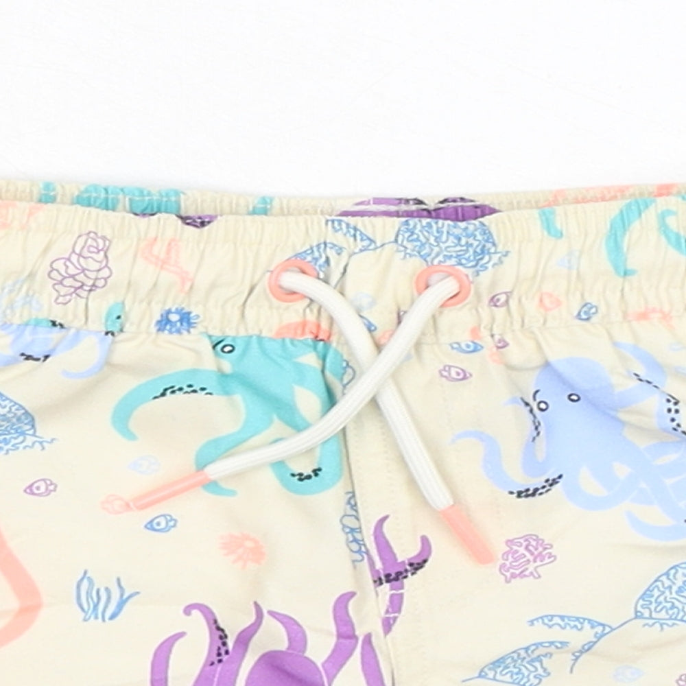 Marks and Spencer Baby Multicoloured 100% Polyester Cropped Trousers Size 6-9 Months Drawstring - Octopus, Swim Shorts